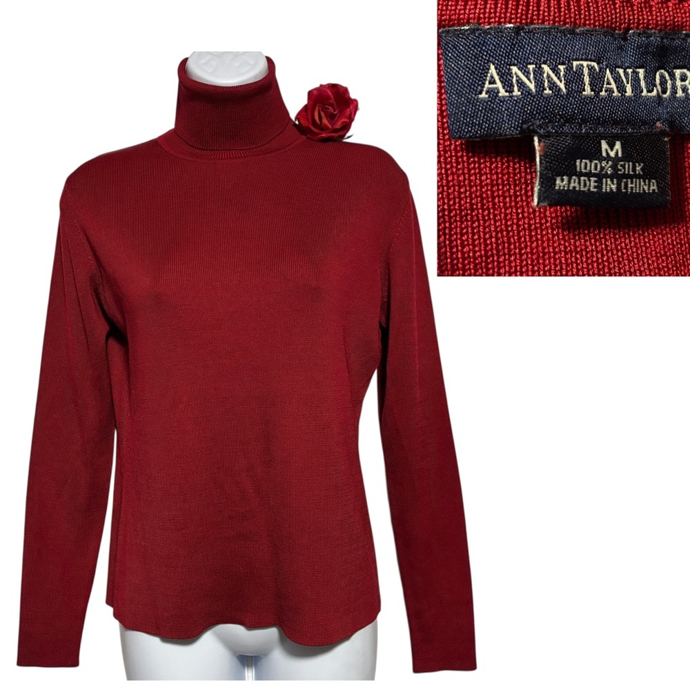 Ann Taylor 100% SILK Wine Turtleneck Sweater Med EUC
Office siren professional